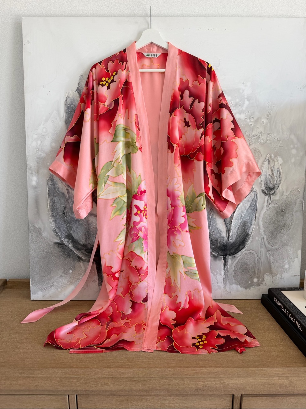 Xidebao Floral Pink Silk Kimono Robe